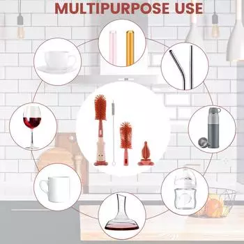 Силиконовая щетка для чистки бутылок, скребок для чистки стаканов, набор щеток для чистки стаканов, набор для чистки соломинок, кухонный инструмент для чистки