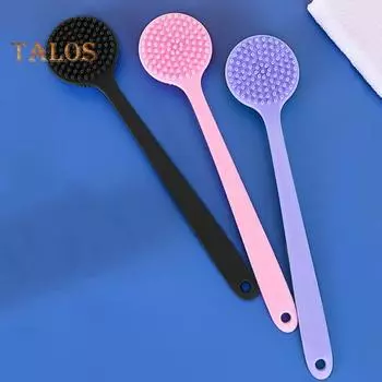 Силиконовая щетка для душа с удлиненной ручкой, двухсторонняя насадка для душа фиолетовый