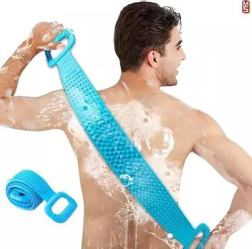 Силиконовая щетка для душа, ванны, тела, щетка для мытья спины с ручкой для мужчин и женщин, глубокое очищение кожи, массаж зелёный