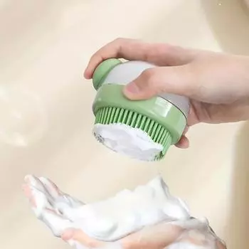 Силиконовая щетка для купания домашних животных с дозатором мыла - Мягкий массаж для собак и кошек, простое решение для купания и ухода серый
