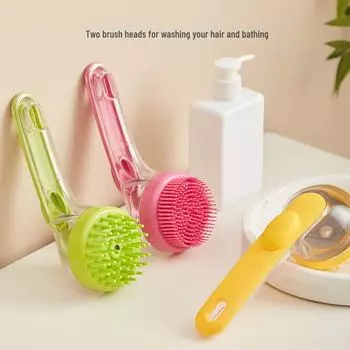 Силиконовая щетка для купания домашних животных с длинной ручкой и массажер 1pc синий