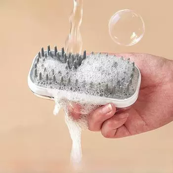 Силиконовая щетка для купания и массажа для собак и кошек розовый