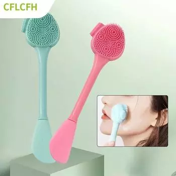 Силиконовая щетка для лица, массажный инструмент для чистки лица, двусторонний отшелушивающий поры, очищающее средство для удаления черных точек, щетки для ухода за кожей зелёный