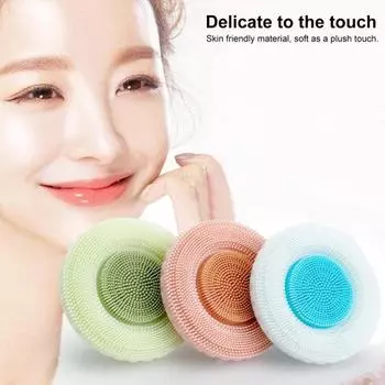 Силиконовая щетка для лица, нежная отшелушивающая подушечка, портативная щетка для очищения лица, удаляет омертвевшую кожу, мягкий массажер для чувствительной кожи светло-розовый