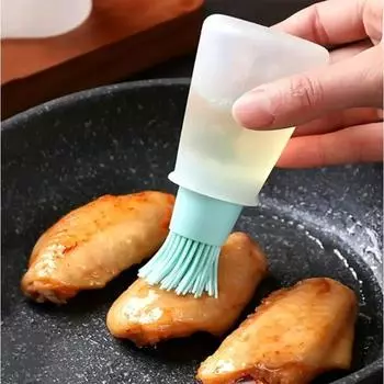 Силиконовая щетка для масла с щеткой для бутылок, фритюрница для блинов с щеткой для бутылок, жаропрочная сковорода для выпечки с маслом, инструменты для барбекю, аксессуары для барбекю 1pcs розовый