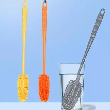 Силиконовая щетка для мытья бутылок Многоцелевой скребок для чашек Без мертвых углов Очиститель для стекол Стеклянная чашка жёлтый