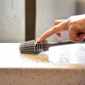 Силиконовая щетка для мытья чашек с длинной ручкой, изолированная щетка для мытья чашек, щетка для мытья стеклянных чашек, щетка для чистки молочных бутылок, без мертвых углов, для уборки кухни белый