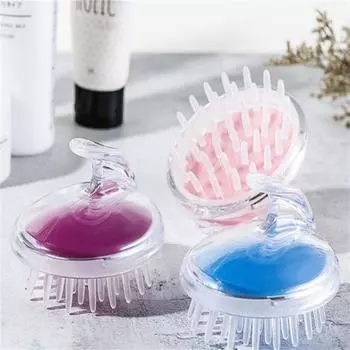 Силиконовая щетка для мытья головы синий