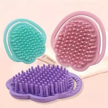 Силиконовая щетка для мытья головы и массажа головы, простая и портативная. розовый