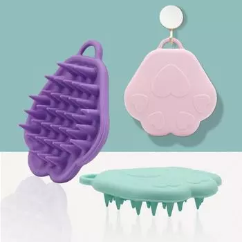 Силиконовая щетка для мытья головы, массажная расческа для кожи головы, портативная, мягкая, для ванны, массажная щетка для душа, щетка для ухода за волосами Silica GEL