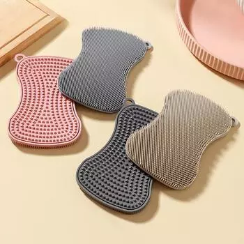 Силиконовая щетка для мытья посуды, обе стороны можно использовать для чистки столешниц, инструменты для чистки столешниц, щетки для горшков 13x8.6x1.3cm темно-серого