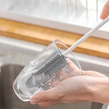 Силиконовая щетка для мытья стекол с длинной ручкой, силиконовая щетка для чашек