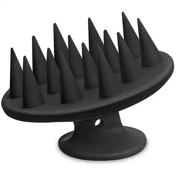 Силиконовая щетка для шампуня, массажер для кожи головы, длинные и жесткие шипы для длинных, вьющихся, густых волос, скребок для головы, отшелушивающее средство для кожи головы чёрный