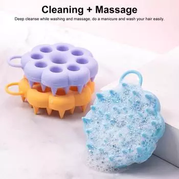 Силиконовая щетка для шампуня, массажер для сухой и влажной кожи головы, скруббер для волос, силиконовая щетина в форме цветка, щетка для ванной комнаты жёлтый