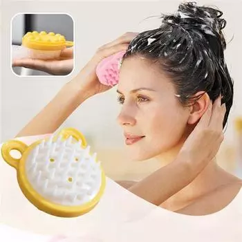 Силиконовая щетка для шампуня, массажная расческа для головы, расческа для мытья волос, массажная щетка для тела, щетка для ванны, душа, парикмахерский инструмент жёлтый