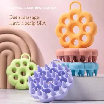 Силиконовая щетка для шампуня, массажная расческа для кожи головы, тщательно очистите кожу головы, массажная щетка для тела, щетка для ванны, парикмахерский инструмент оранжевый