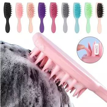 Силиконовая щетка для шампуня, массажная щетка для головы, расческа для мытья головы, массажер для волос с длинной ручкой, щетка для ванны, скребок для тела, аксессуары для волос CHINA