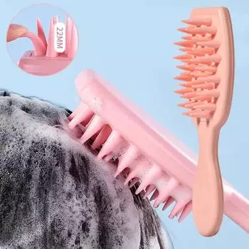 Силиконовая щетка для шампуня, массажная щетка для головы, расческа для мытья головы, массажер для волос с длинной ручкой, щетка для ванны, скребок для тела, аксессуары для волос розовый