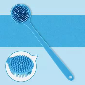 Силиконовая щетка для спины, щетка для тела с длинной ручкой, легкая и удобная в использовании щетка для душа для очищения и отшелушивания кожи с бесплатным крючком зелёный