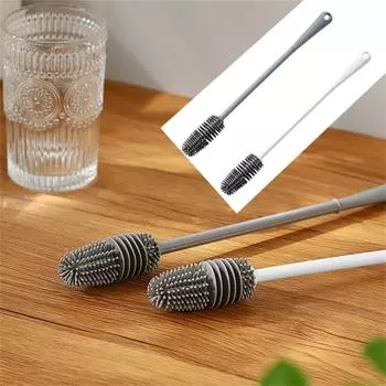 Силиконовая щетка для стаканов, очиститель для стекла, кухонный инструмент для чистки, длинная ручка, бутылка для вина, бутылка для вина, щетка для чистки стеклянных чашек One Size