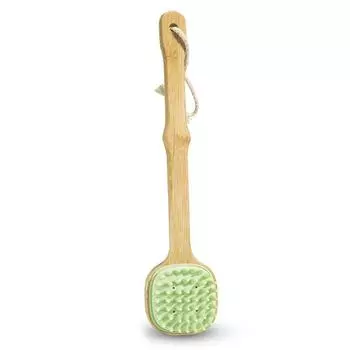 Силиконовая щетка для тела и спины, щетка для ванны с деревянной ручкой, скребок для душа