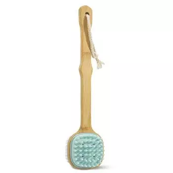 Силиконовая щетка для тела и спины, щетка для ванны с деревянной ручкой, скребок для душа