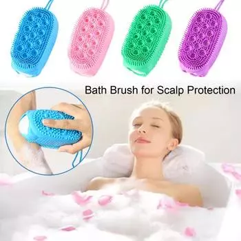 Силиконовая щетка для тела Отшелушивающий скребок для ванны Душ Люфа Защита кожи головы Нежное глубокое очищение Многофункциональный инструмент для очистки чувствительной кожи зелёный