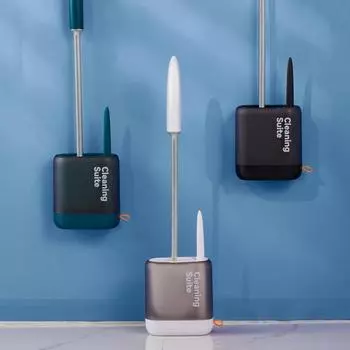 Силиконовая щетка для унитаза 2 в 1 с держателем, набор для чистки унитаза, настенные чистящие средства для наборов аксессуаров для ванной комнаты белый