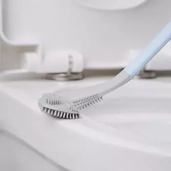 Силиконовая щетка для унитаза с крючком Силиконовая щетина для ванной комнаты Треугольная головка щетки Глубокая очистка углов Чистка унитаза синий