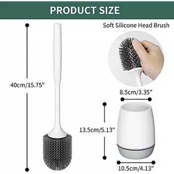 Силиконовая щетка для унитаза с вентилируемым сушильным держателем, напольная и настенная установка для чистки ванной комнаты без сверления серый