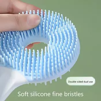 Силиконовая щетка для ванны с длинной ручкой, двухсторонняя щетка для душа, пилинг, скраб для тела, массажные щетки для спины, аксессуары для ванной комнаты розовый