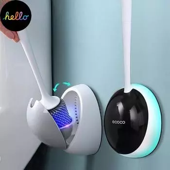 Силиконовая щетка TPR без мертвых углов Держатели для щеток для унитаза Инструменты для чистки туалета Настенный набор бытовых принадлежностей чёрный