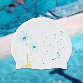 Силиконовая шапочка для купания, легко носить и снимать, шапочка для плавания для взрослых с цветочным принтом Blue