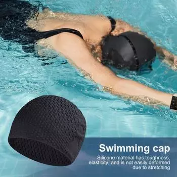 Силиконовая шапочка для плавания для коротких и длинных волос, 3D чехол для ушей, унисекс, водонепроницаемая шапочка для плавания, нескользящая шапочка для плавания у бассейна, пляжа, дайвинга чёрный