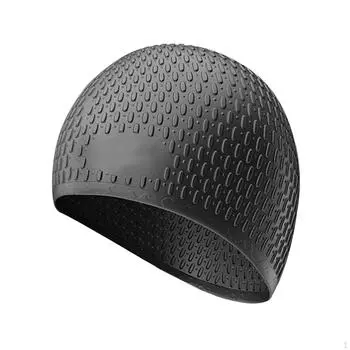 Силиконовая шапочка для плавания для любой длины волос - унисекс чёрный