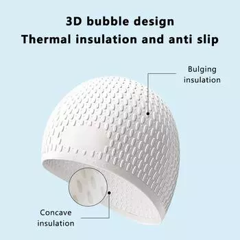 Силиконовая шапочка для плавания с каплями воды, увеличенная шапочка для плавания с пузырьками для взрослых, суперэластичная водонепроницаемая защита ушей синий