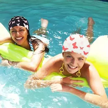 Силиконовая шапочка для плавания с принтом животных, шапочка для плавания с принтом бабочек, шапочка для плавания, водные виды спорта чёрный