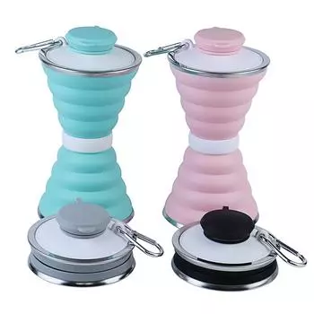 Силиконовая складная бутылка для воды 500 мл, портативная чашка для хранения, дорожная уличная чашка с крышкой, спортивная складная кружка для пешего туризма, кофе 500ml