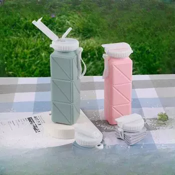 Силиконовая складная чашка для воды, квадратная телескопическая чашка для воды, уличный портативный уплотнитель для чайника для занятий фитнесом и велоспортом 620ml