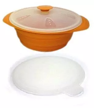 силиконовая складная кастрюля оранжевая