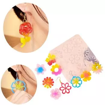 Силиконовая смола DIY форма Простая в использовании форма для кулонов в форме цветка Литейные формы Серьги Подвесные формы Силиконовый материал 1