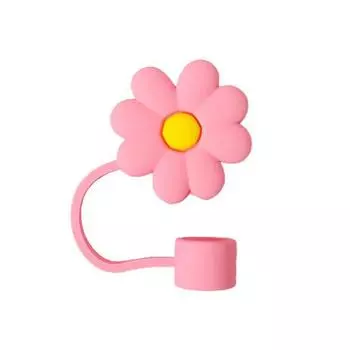 Силиконовая соломенная крышка 10 мм/0,4 дюйма в форме цветка, пыленепроницаемая, защита от насекомых, многоразовые наконечники для соломинок, крышки, забавный мультяшный стакан, соломинка синий