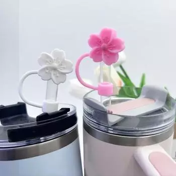 Силиконовая соломенная крышка, 10 мм, соломенные топперы с рисунком персикового цвета, безопасные, удобные для переноски соломенные крышки белый