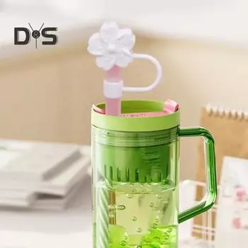 Силиконовая соломенная крышка с цветком диаметром 10 мм, милый соломенный топпер, пыленепроницаемые чехлы для соломинок, многоразовые насадки на соломинки, крышки, подарок для декора вечеринки розовый