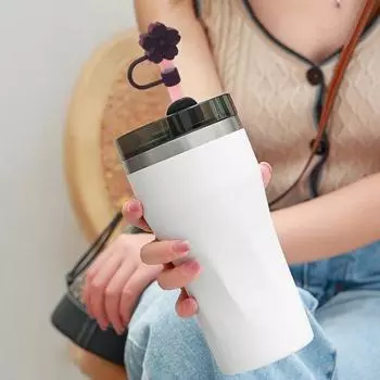 Силиконовая соломенная крышка с цветком диаметром 10 мм, милый соломенный топпер, пыленепроницаемые чехлы для соломинок, многоразовые насадки на соломинки, крышки, подарок для декора вечеринки розовый