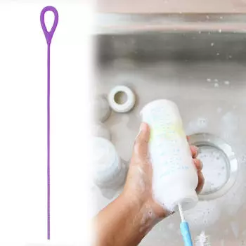 Силиконовая соломенная щетка длинная гибкая многофункциональная бутылка многоразового использования для крышки для напитков фиолетовый