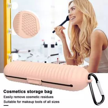 Силиконовая сумка для кистей для макияжа, большая емкость, портативный, водонепроницаемый, многофункциональный, дорожный, туалетные принадлежности, пенал для бровей, органайзер, чехол фиолетовый