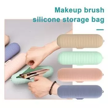 Силиконовая сумка для кистей для макияжа, большая емкость, портативный, водонепроницаемый, многофункциональный, дорожный, туалетные принадлежности, пенал для бровей, органайзер, чехол фиолетовый
