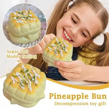 Силиконовая сжимающая музыкальная квадратная ананасовая булочка ручной работы, супер мягкая грязевая игрушка для медленной декомпрессии, вентиляционная игрушка в подарок