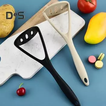 Силиконовая толкушка для картофеля, эргономичная ручка, термостойкая, легко моется, кухонный инструмент для картофеля, авокадо, тыквы, красочная толкушка для фруктов и овощей чёрный